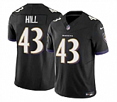 Men & Women & Youth Baltimore Ravens #43 Justice Hill Black 2023 F.U.S.E. Vapor Limited Stitched Jersey,baseball caps,new era cap wholesale,wholesale hats